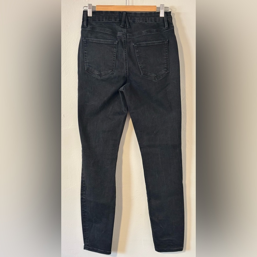 Good American Good High Waist Button Fly Skinny Jeans Black Women’s Size 8/29 - Picture 2 of 10